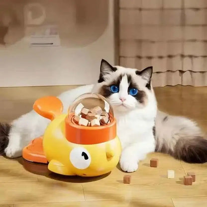 Little Yellow Duck Automatic Pet Feeder – Interactive Food Dispensing Toy & Training Device for Cats & Dogs