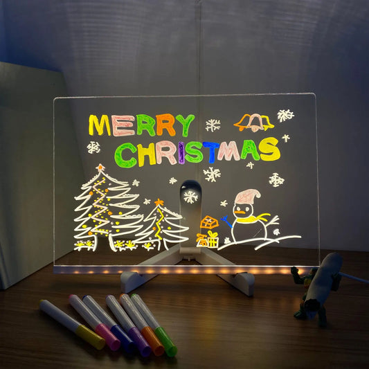 Glowing Erasable Drawing Board – LED Acrylic Drawing Pad with USB Glowing Light