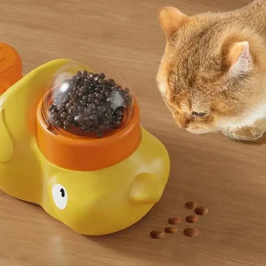Little Yellow Duck Automatic Pet Feeder – Interactive Food Dispensing Toy & Training Device for Cats & Dogs