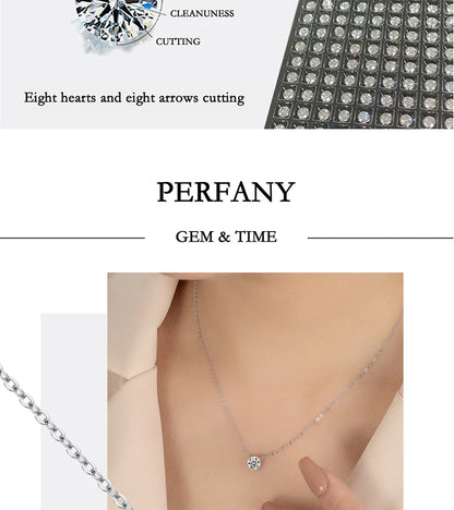 Aura Moissanite 1-5 Carat Necklace for Women S925 Pure Silver Classic Four Claw Pendant Wedding Jewelry