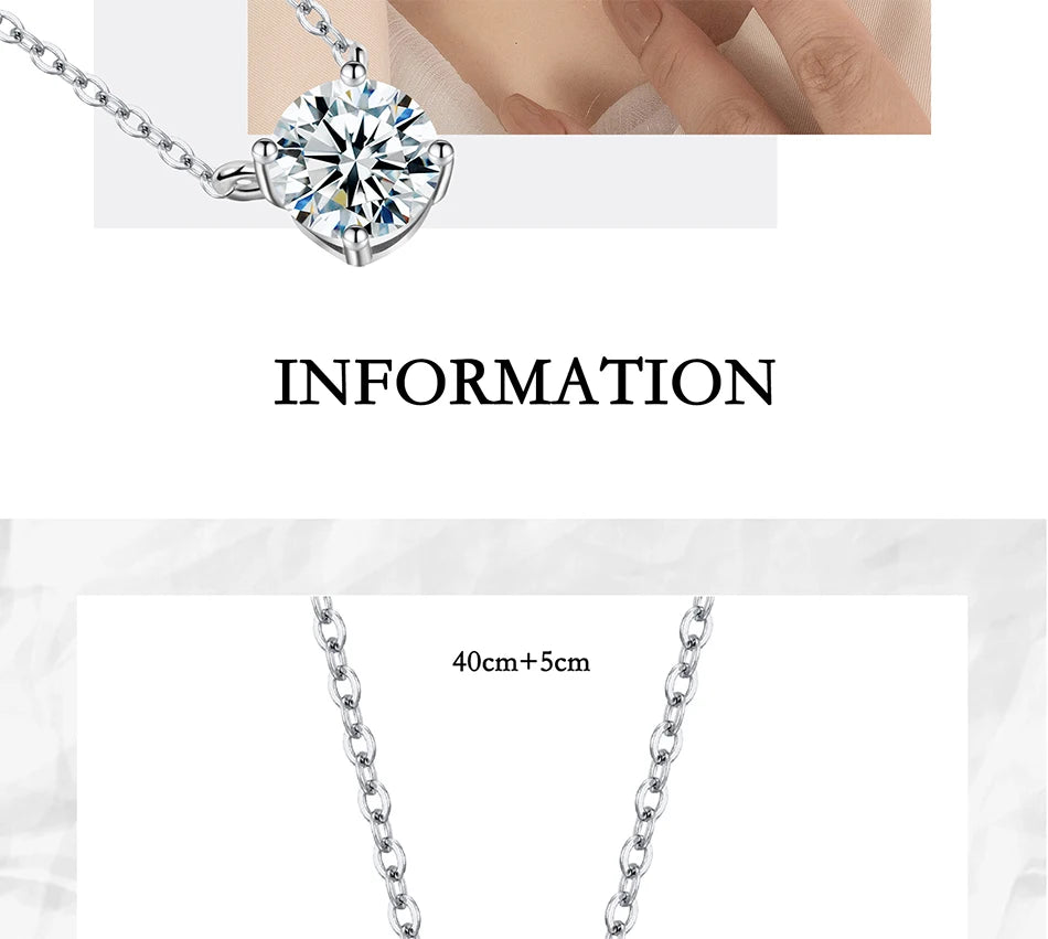 Aura Moissanite 1-5 Carat Necklace for Women S925 Pure Silver Classic Four Claw Pendant Wedding Jewelry