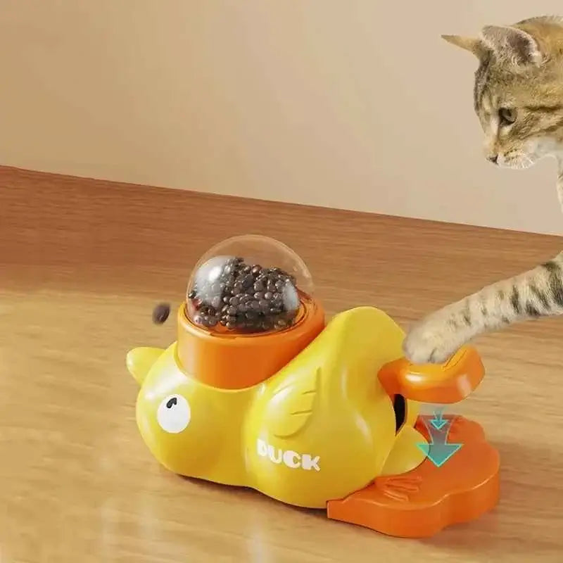 Little Yellow Duck Automatic Pet Feeder – Interactive Food Dispensing Toy & Training Device for Cats & Dogs